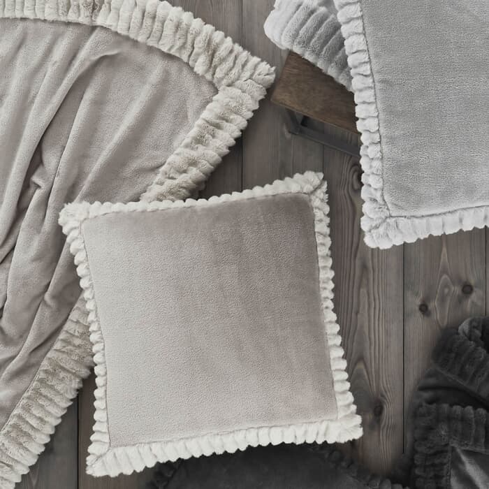 Catherine Lansfield Velvet and Faux Fur Natural large