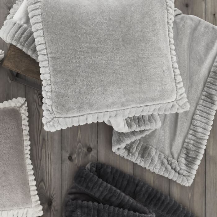 Catherine Lansfield Velvet and Faux Fur Silver large