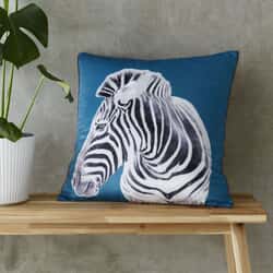 Zebra Teal Cushion Cover