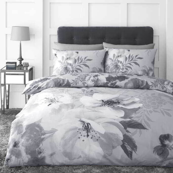 Catherine Lansfield Dramatic Floral Silver large