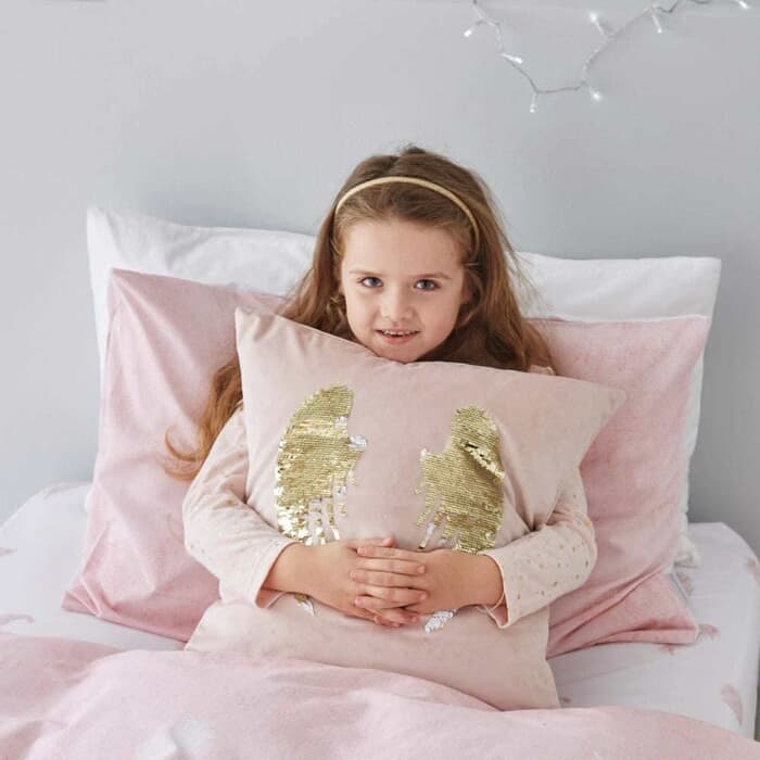 Catherine Lansfield Sequin Wings Cushion Cover Blush large