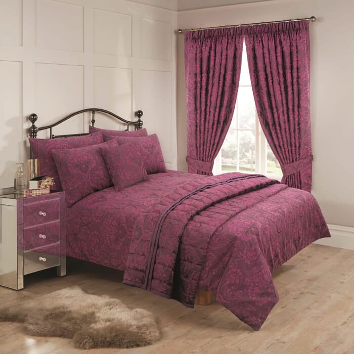 Vantona Ornate Damask Jacquard Plum large