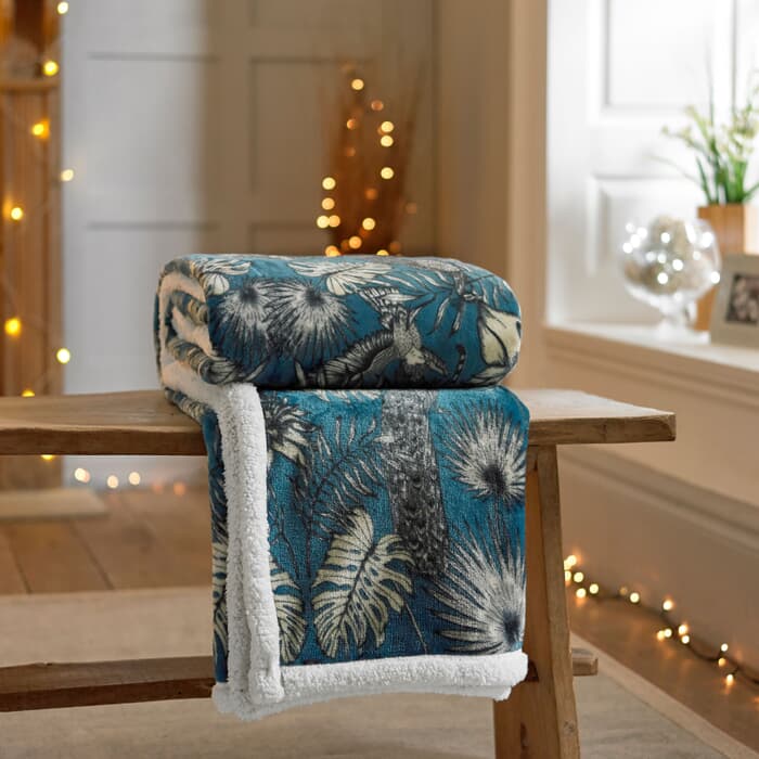 Deyongs Tropical Turquiose Printed Fleece Throw large