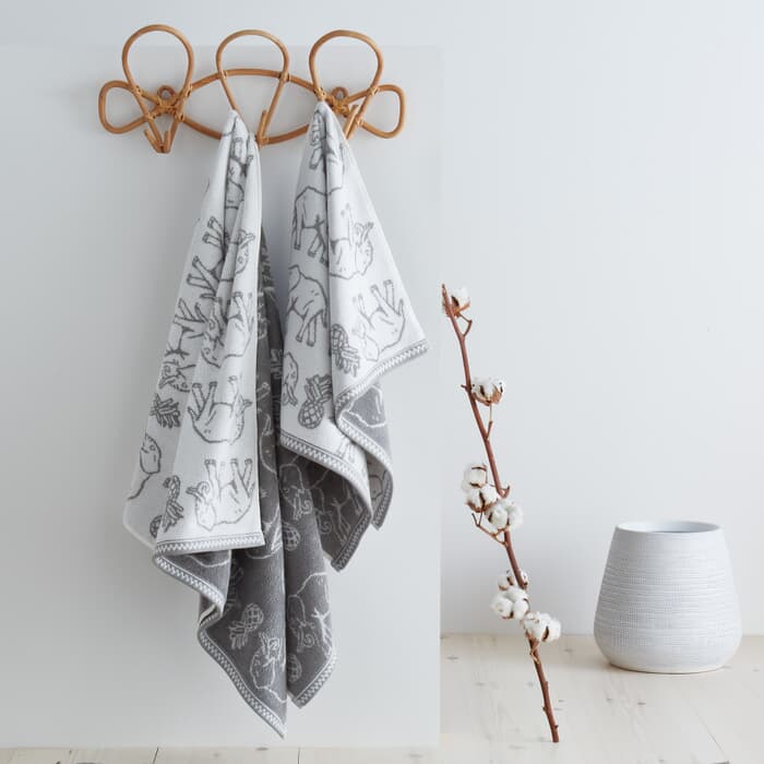 Pineapple Elephant Tembo Towels Grey large