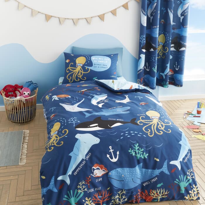 Catherine Lansfield Ocean Life Navy large