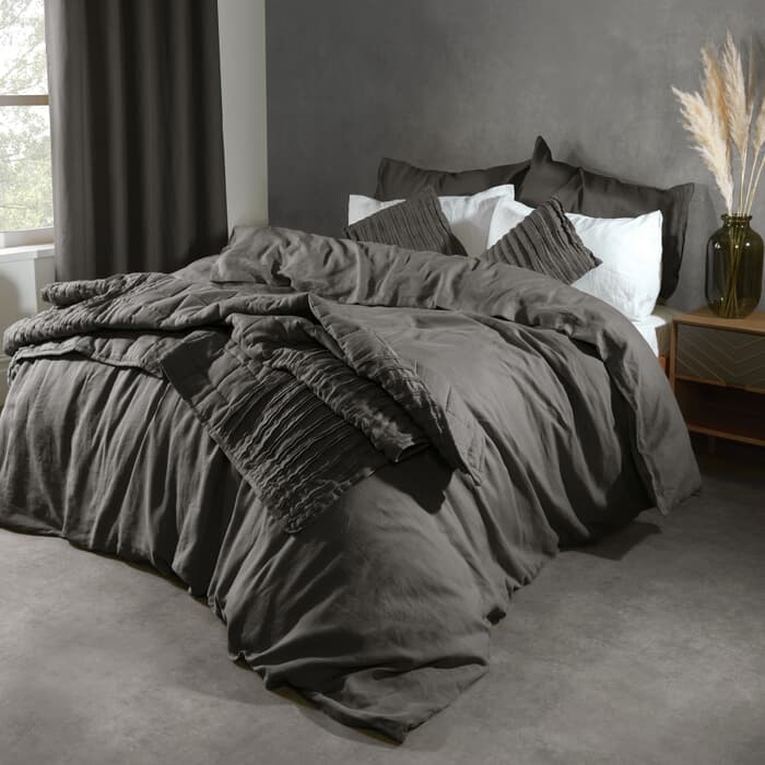 Lazy Linen Plain Linen Charcoal large