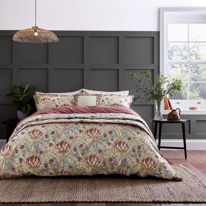 William Morris Artichoke Grey and Wine large