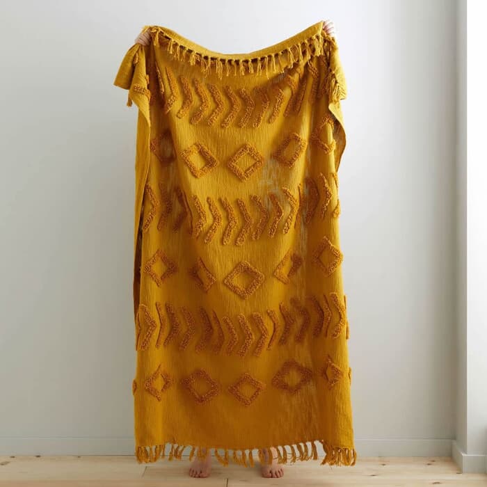 Pineapple Elephant Kabeli Tufted Throw Ochre large