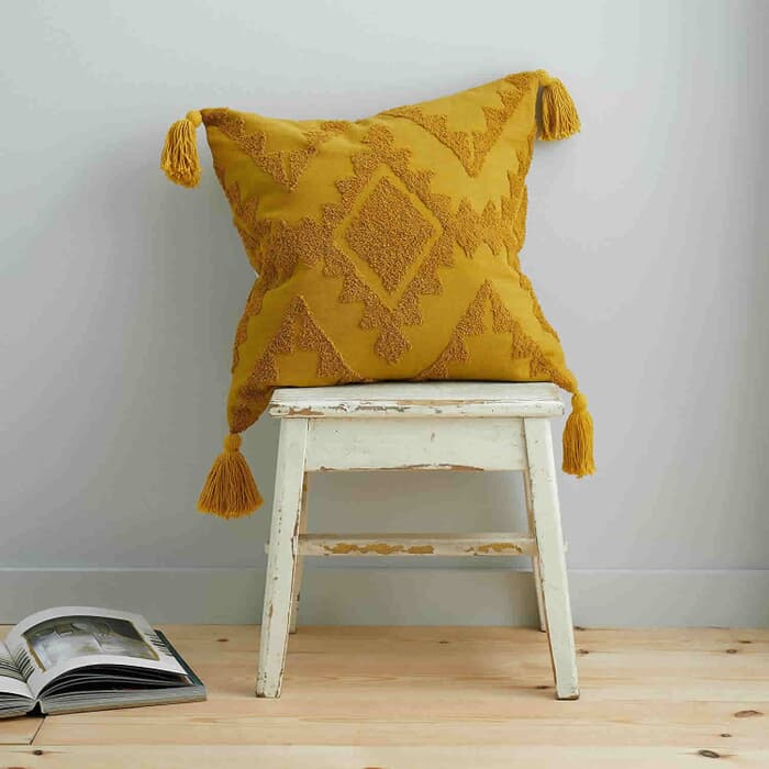 Pineapple Elephant Imani Tufted Cushion Ochre large