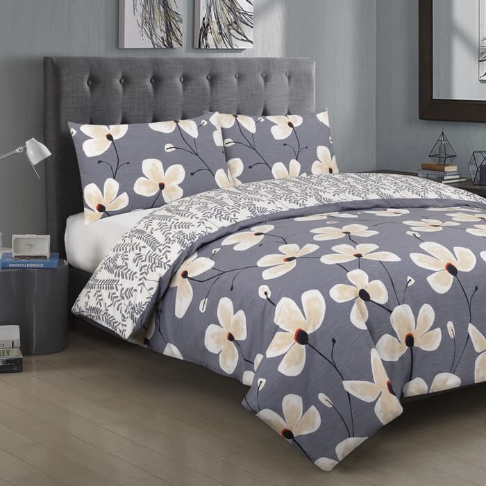 Vantona Kimono Floral Grey large
