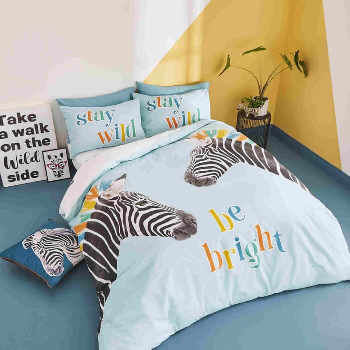 Catherine Lansfield Stay Wild Zebra Blue large
