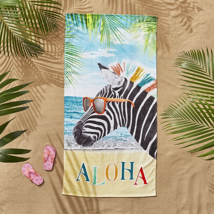 Catherine Lansfield Aloha Zebra Beach Towel large
