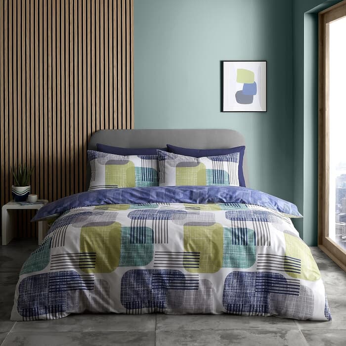 Catherine Lansfield Layered Geo Navy/Green large