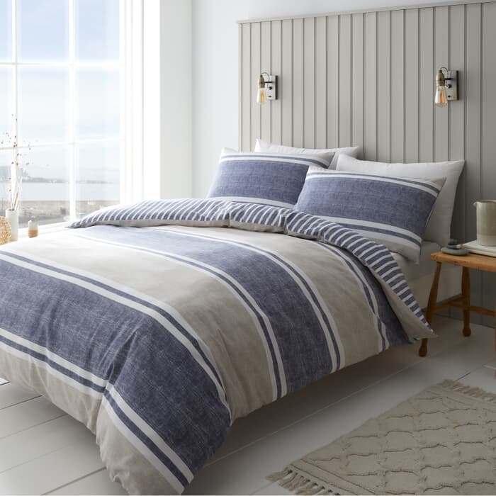 Catherine Lansfield Textured Banded Stripe Blue large