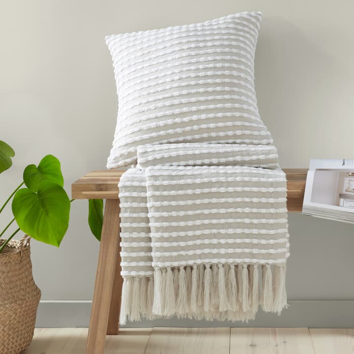 Catherine Lansfield Stab Stitch Natural large