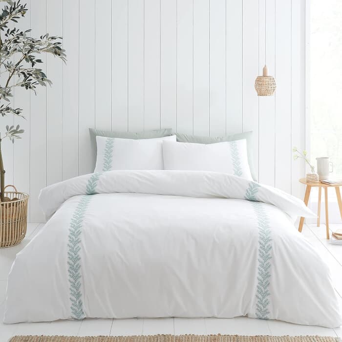 Bianca Embroidery Leaf White/Green large