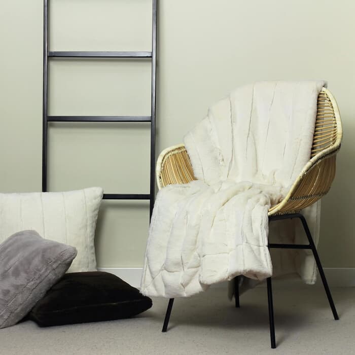 Paoletti Empress Faux Fur Throw Cream large