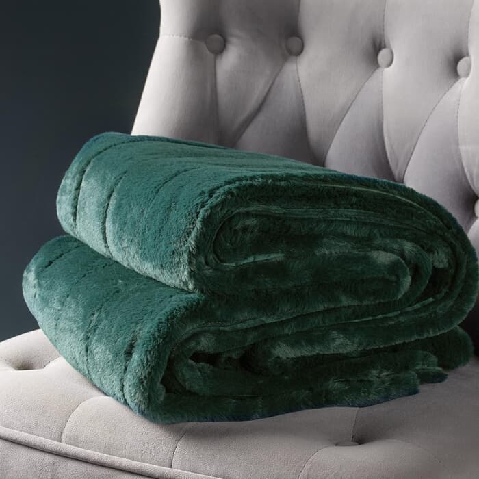 Paoletti Empress Faux Fur Throw Emerald large