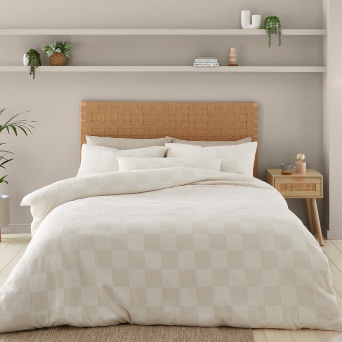 Catherine Lansfield Cosy Checkerboard Boucle Cream large