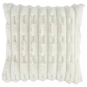 Carved Faux Fur Cream Cushion