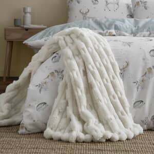 Carved Faux Fur Cream Throw