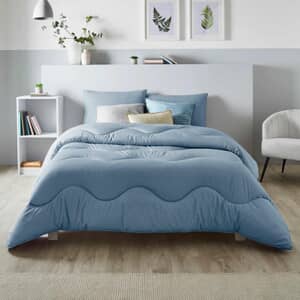 Linen Printed Coverless Duvet Twilight Blue