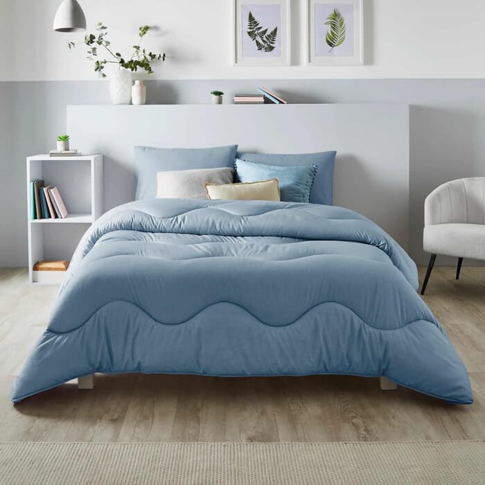 Night Lark Linen Printed Coverless Duvet Twilight Blue large