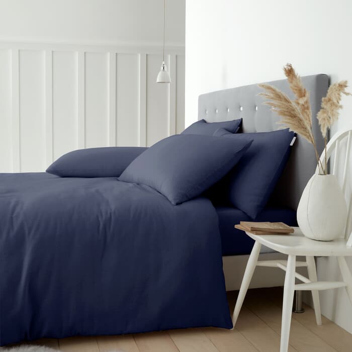 Catherine Lansfield Brushed Cotton Navy Blue large