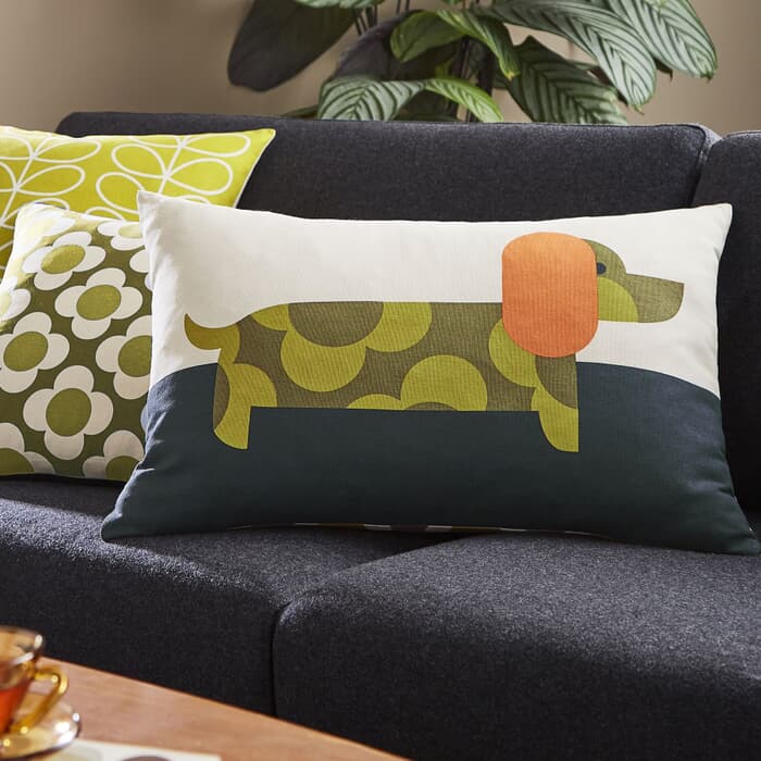 Orla Kiely Dachshund Cushion Yellow large