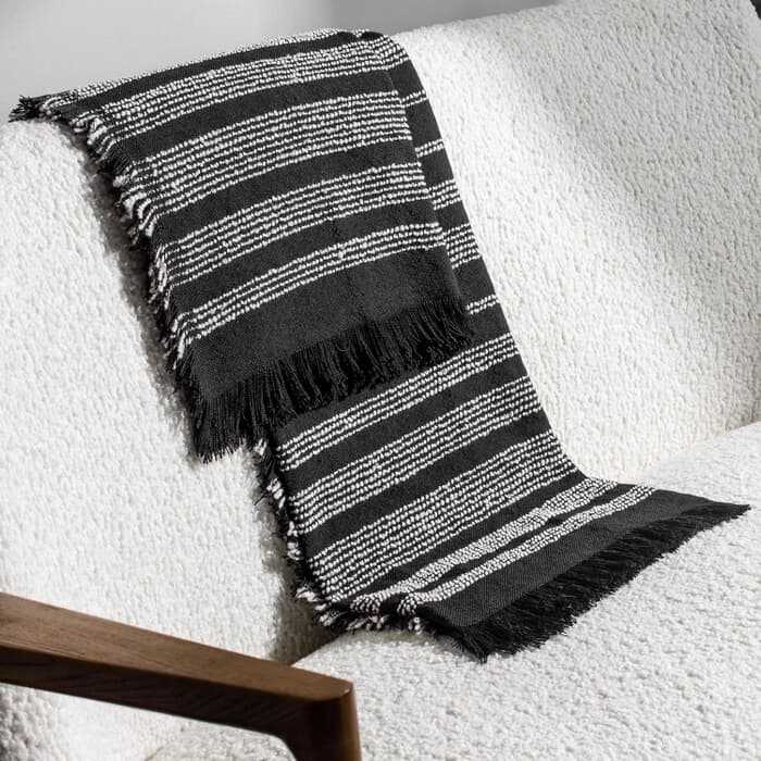Hoem Jour Woven Throw Noir large