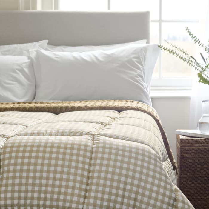 Night Lark Gingham Print Coverless Duvet Warm Sand large