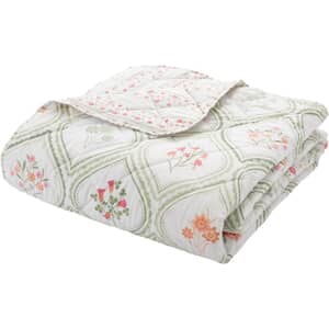 Cameo Floral Green Bedspread