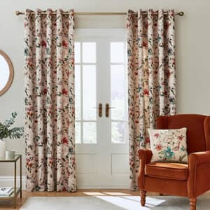 Pippa Floral Birds Natural Curtains