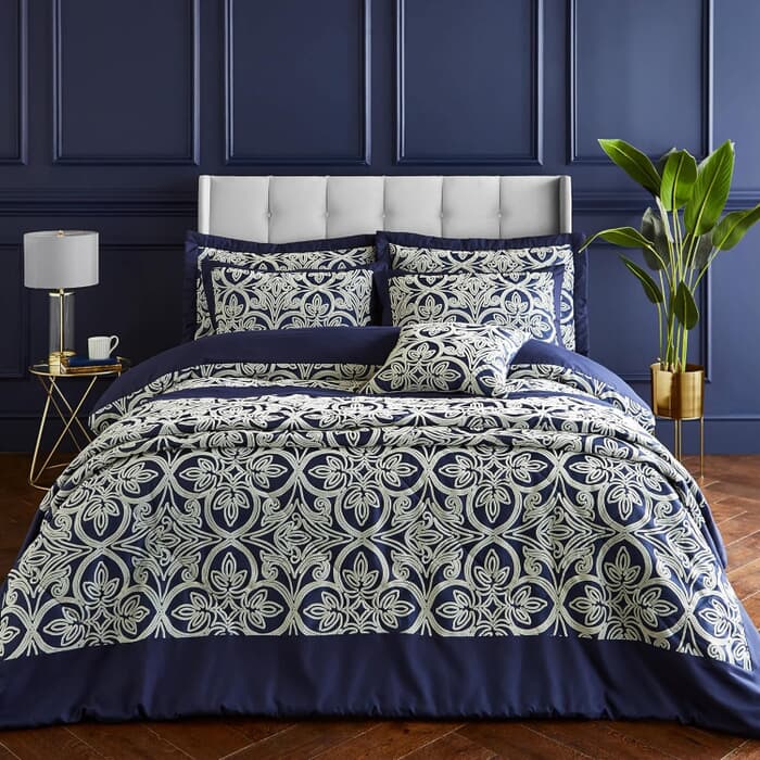 Catherine Lansfield Flock Trellis Navy large