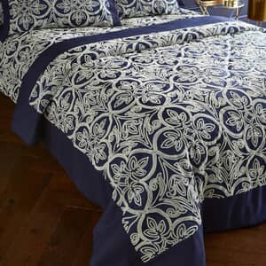 Flock Trellis Navy Bedspread