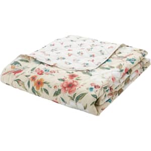 Pippa Floral Birds Natural Bedspread