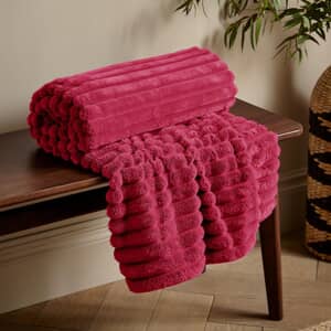 Cosy Ribbed Throw Hot Pink