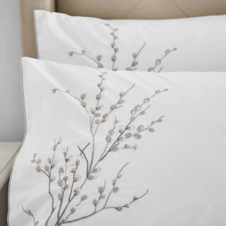 Pussy Willow Embroidered Dove Grey
