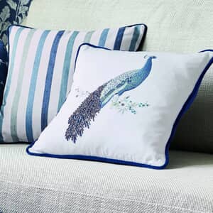Peacock Beaded Cushion Midnight