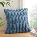 Carved Faux Fur Blue Cushion