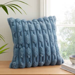 Carved Faux Fur Blue Cushion
