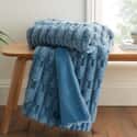Carved Faux Fur Blue Throw