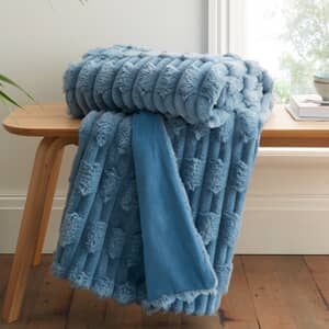 Carved Faux Fur Blue Throw
