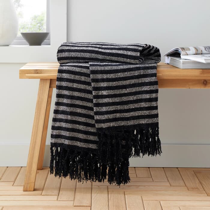 Catherine Lansfield Stripe Chenille Black large