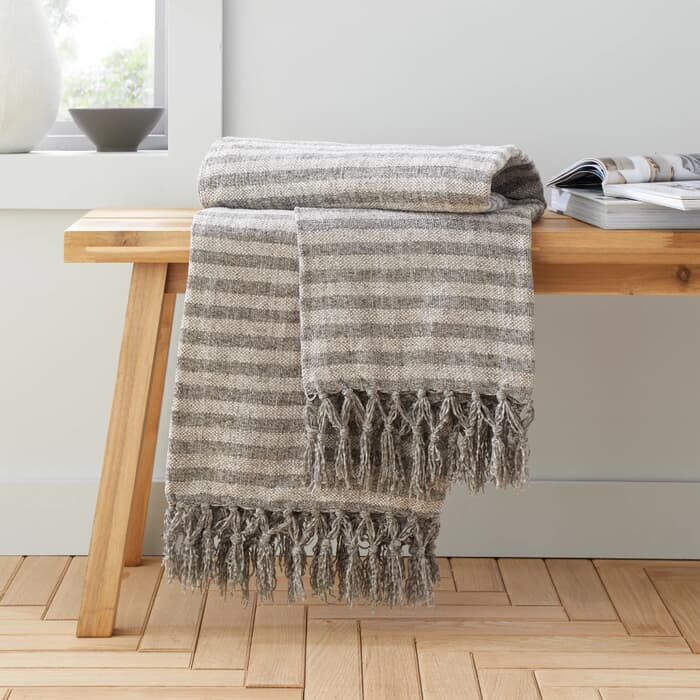 Catherine Lansfield Stripe Chenille Grey large