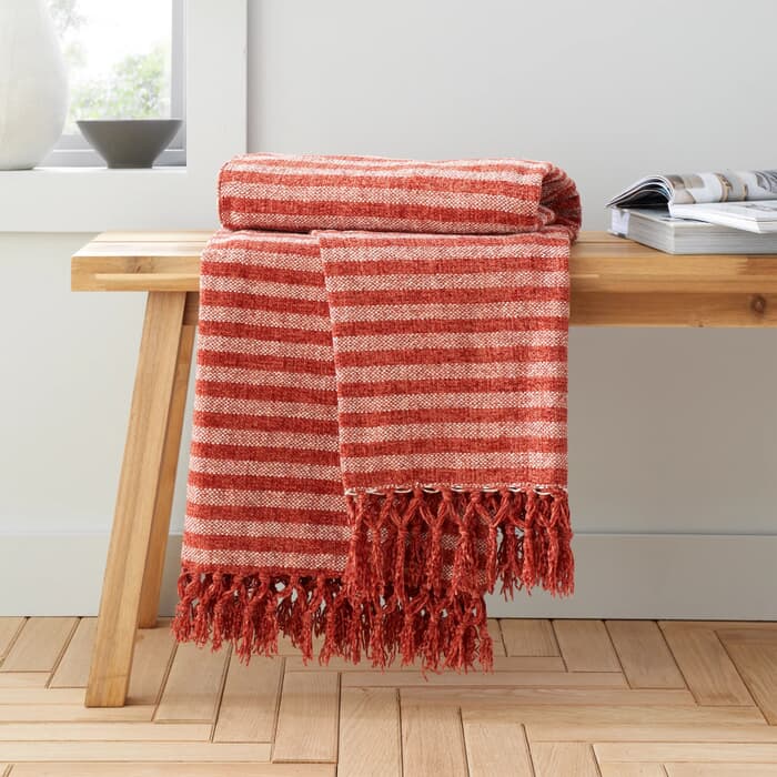 Catherine Lansfield Stripe Chenille Terracotta large