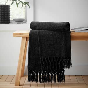 Wilson Plain Chenille Throw Black