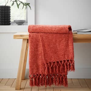 Wilson Plain Chenille Throw Terracotta