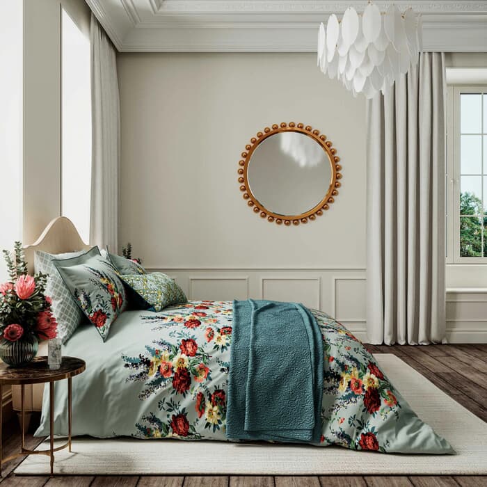 V & A Botanical Harmony Teal/Claret large