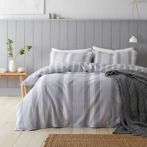Brushed Ticking Stripe Grey